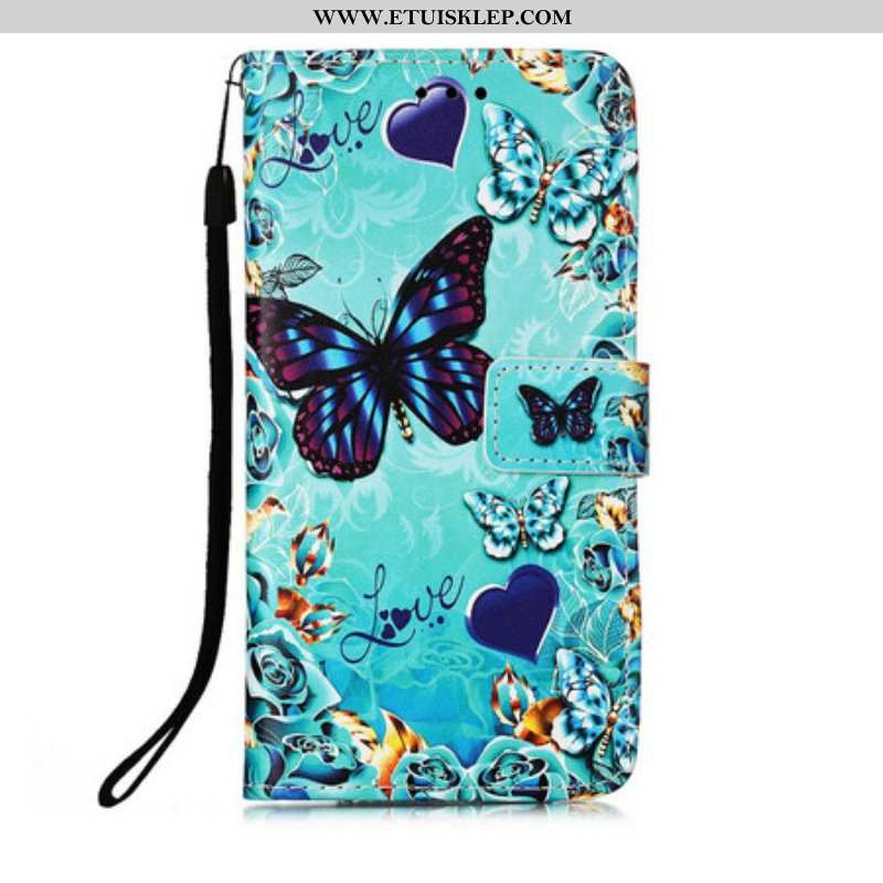 Etui Folio do iPhone 13 Mini z Łańcuch Miłość Motyle Strappy